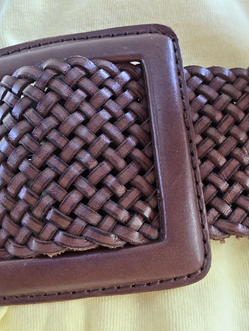 Banana Republic Leather Chocolate Brown Wide Braided Belt M Leather Buckle - Picture 3 of 16